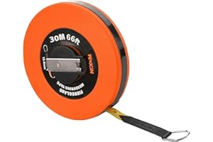 AARACHI WOKIN 30m*12.5mm Long Fiberglass Measuring Tape, Gauge Measure Ruler Tools for DIY or Building Requirements Surveyors and Engineers Site use Measurements with Metric and Inch Blade