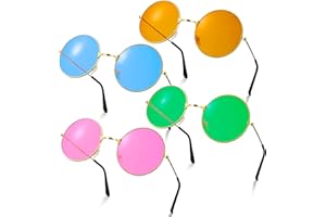 ALTcompluser4 Stück Hippie Brille, Klassische Runde Sonnenbrille Retro Hippie Kostüm Brille für Damen 60er 70er 80er 90er Party Hippie Chic, Kleid Zubehör