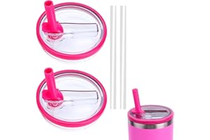 WALLFID 2 Coperchi con Cannuccia Ribaltabile di Ricambio per Stanley Cup,a Prova di Fuoriuscite e Schizzi,per Bicchieri da 40 oz,con 2 Cannucce,Adatto per Bicchieri HydroJug (Rosa)