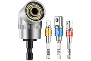 NEWDER-EU Adattatore per avvitatore ad angolo di 105° (1/4 di pollice, trapano esagonale) e adattatore a 3 pezzi Avvitatore a batteria Adattatore per dado Chiave a bussola per presa Set di dadi per portapunta