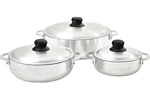 IMUSA USA Lot de 3 caldero en aluminium naturel (1,6/3,2/4,6 pintes), argent