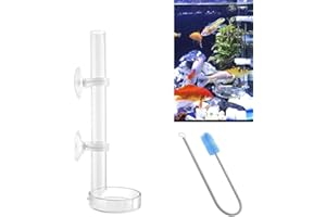 IAFVKAI 300mm Acryl Aquarium Garnelen Futterrohr mit Fischfutterschale 2 in 1 Futterrohr für Aquarium mit 2 Saugnäpfen und Edelstahl 30cm Flexible Reinigungsbürste