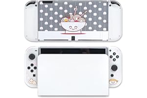 BelugaDesign Ramen Sushi Switch Case | Fideos de albóndigas japoneses bonita funda Kawaii Pastel | Funda a presión compatible con Nintendo Switch (Switch OLED, transparente)