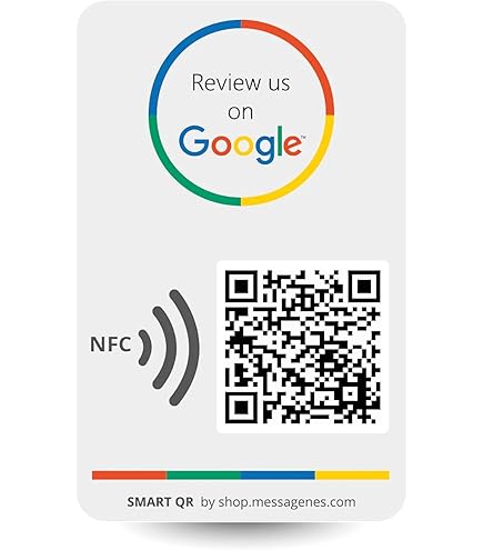 MESSAGENES | Autocollant Google QR Et NFC | Autocollant Avis Plaque Google | Pack 2 Rondé 10 Cm | QR Code Google Reviews | Évaluations En 1 Clic | QR Réutilisable | Plaquette Avis NFC Google