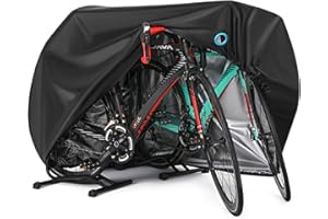 HANMIR Cubierta de Bicicleta Para 2 o 3 Bicicletas Al Aire Libre Cubierta Impermeable Para Bicicleta Lluvia Sol UV Polvo Viento Cubierta con Orificio de Bloqueo Para Bicicleta de Montaña Eléctrica