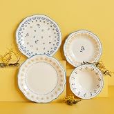 BELLA MAISON Mabel Desenli%100 Stoneware Yemek Takımı, Mavi, 6 Kişilik (6 Adet Yemek Tabağı: 21.5 cm / 6 Adet Pasta Tabağı: 2