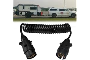 ‎TECHFECTION Anhängerkabel Anhänger Verlängerungskabel 3m 7 polig auf 7 Polig Stecker Spiralkabel Anhänger Verlängerungskabel 7-7 poliger Anhänger Stecker für Anhänger Bootstrailer PKW Traktor Caravan Wohnwagen