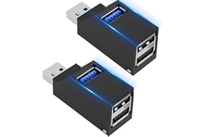 JIEYUCHU 3 Port USB 3.0 Hub, 2 Stück USB Adapter (USB3.0+2 USB2.0), USB Verteiler für PC, Laptop, Flash Drive, HDD, Tastaturen, Konsole, Drucker und weiteren