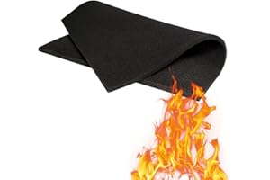 MOLZINY 30x30 cm Die feuerfeste Unterlage hitzebeständig bis zu 1000 °C Hitzeschutzmatte Grillunterlage Brandschutzmatte Feuermatte Lötmatte Carbonfilz Hitzeschutzmatte Feuerfeste Matte(Schwarz)