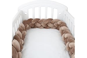JIcloun Tour de Lit Tresse Tour de Lit Bébé Tresse 4 Brins Tresse de Lit Longues Bandes Tissées Coussin Tresse Tour de Lit,Bébé Beau Velours Cuddle Nid,A6,4M