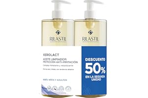 Rilastil - Duplo Xerolact Aceite Limpiador Protector, Limpia Suavemente y Protege la Barrera Cutánea, con Aceite de Arroz y Almendras, para Pieles Secas y Atópicas - 2 x 1000 ml