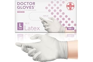 AIESI® Gants jetables en Latex non poudrés usage médical DOCTOR GLOVES (Paquet de 100 pièces) taille L