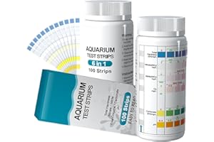COZII Lot de 100 bandelettes de test 6 en 1 pour aquarium, test du pH nitrite, nitrate, chlore, dureté carbonatée générale, eau salée, eau douce d'aquarium