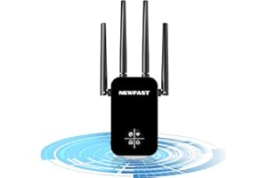 NEWFAST 1200 Mbps Amplificador Señal WiFi Repetidor WiFi Doble Banda 2.4/5GHz con WPS, Modo Router/Ap/Puente/Cliente, OLED Pantalla, 4 Antenas, Extensor WiFi Ampliar la Cobertura de la señal