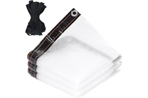 KJLEEN 2M x 3M Clear Tarpaulin Waterproof Heavy Duty Transparent Tarpaulin Clear Sheet Waterproof Cover Tarp with Eyelets and Rope for Home Garden Outdoor Gazebo Greenhouse Chicken Rabbit Hutch