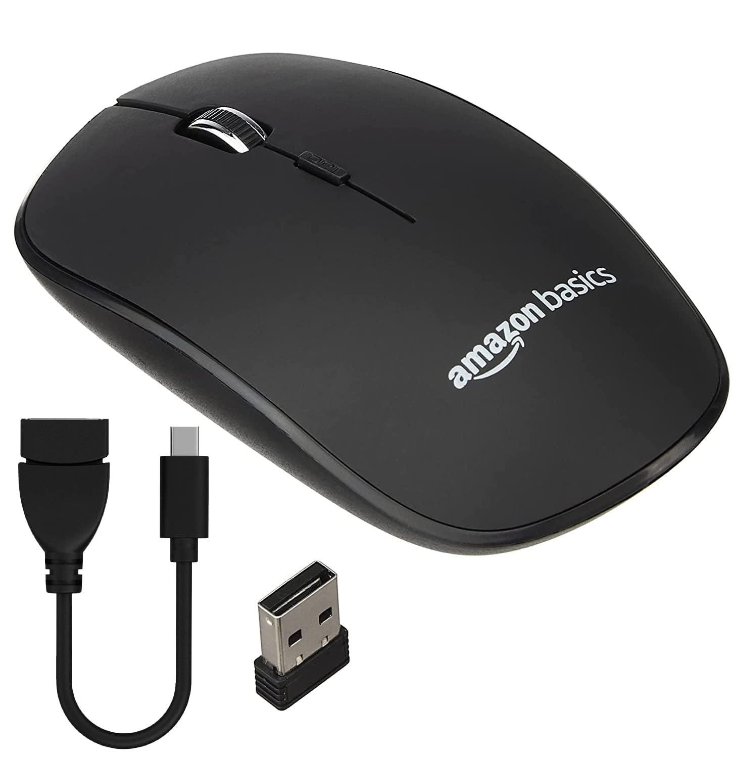 amazon basics AmazonBasics Wireless Mouse | 2.4 GHz Connection, 1600 DPI | Type - C Adapter | Upto 12 Months of Battery Life | Ambidextrous Design | Suitable for PC/Mac/Laptop