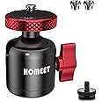 Homeet Mini Ball Head Tripod Head 25 mm Ballhead Diameter 10 kg Maximum Load Metal Ball Head 1/4 Inch & 3/8 Inch Thread Hole with Nut and Hot Shoe Adapter for All Camera/Tripod/Monitor/Light