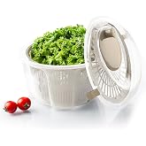 Geniş Hazneli Salata ve Sebze Kurutucu (4.4 Litre) - 360&deg; D&ouml;nebilen &Ccedil;evirmeli S&uuml;zge&ccedil;li ve Servis Kaseli Mutfak Gereci