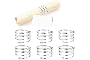 ANLOO Ronds et porte-serviettes, 6/12 pièces Anneau de serviette en métal porte-boucle de serviette pour la décoration de table (6 PCS-SPIRAL, ARGENT)