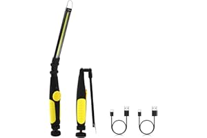 Vagocom 2Pack Rechargeable Work Light,LED COB Foldable Adjustable Brightness Inspection Lamp,Portable Magnetic Work Torch for Mechanic, Car Gadgets,Garage Tool,Emergency,Home,Gift for Men Dad(Yellow)