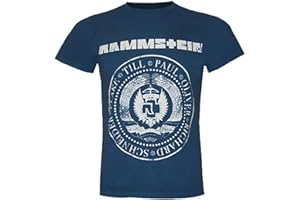 Rammstein Męski T-shirt EST. 1994", oficjalna bransoletka Merchandise Fan Shirt Navy z białym nadrukiem z przodu