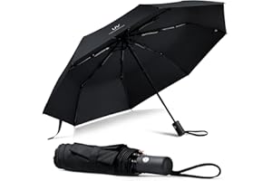 Vicloon Regenschirm, Taschenschirm Auf-Zu-Automatik, Regenschirm Sturmfest, 210T Teflon-Beschichtung, lLeicht, Stark, für Herren und Damen (Elegantes Schwarz)