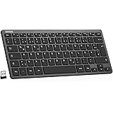 Arteck Kabellose Tastatur, Deutsches QWERTZ Layout Kompakte USB 2,4 GHz Mini Kabellos Tastatur mit Multimedia-Tasten, Kompati