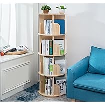 Massief houten roterende boekenplank organizer voor volwassenen en kinderen, 6 niveaus 360 ° display opbergrek, staande draaiende boekenkast (bruin Massief houten roterende boekenplank organizer voor volwassenen en kinderen, 6 niveaus 360 ° display opbergrek, staande draaiende boekenkast (bruin