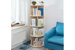 Heehee Massivholz Drehbares Bücherregal, 360-Grad-Display, bodenstehendes Bücherregal, Lagerregal für Kinder und Erwachsene, multifunktionaler Organizer (4-stöckig)