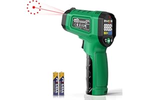 Termometro Infrarossi,SQECH Termometro Laser -50℃~600℃(-58℉~1112℉),Infrared Thermometer senza Contatto con Emissività Regolabile e Retroilluminazione a Colori,per Cucinare,Barbecue,Motore,HVAC(Verde)