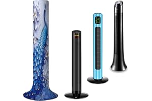 NICENEEDED Funda Protectora para Ventilador de Torre con Diseño de Pavo Real Azul, Funda Protectora A Prueba de Polvo para Ventilador Vertical Funda de Torre Lavable, Funda Protectora A Prueba