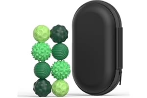 JUSJUBR 8PCS Balls Fidget Toys, Texture Tactile Sensory Balls, Balls with Silicone Shell, Stress Anxiety Relief Sensory Toys for Fingers Hands for Adults & Teens with Autism (Green)