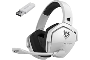 NUBWO G06 - Cuffie da gioco con microfono per PS5, PS4, PC, mobile: 2,4 GHz wireless + Bluetooth, batteria da 100 ore, driver da 50 mm, bianco