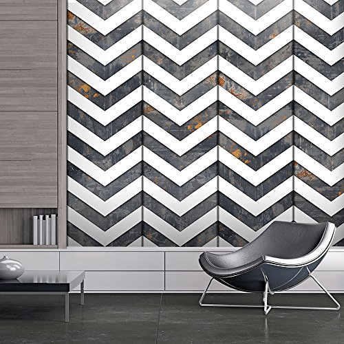 PURO TAPETE | 3 Motive zur Auswahl | Realistische Tapete ohne Rapport und Versatz | Kein sich wiederholendes Muster | 10m VLIES Tapetenrolle | Zig Zag Zickzack Muster f-A-0307-j-b