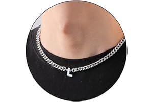 TOLOWOBK Kette Herren mit Buchstaben, Silber Edelstahl Ketten Panzerkette Halskette Herren Jungen A-Z Buchstabe Anhänger Kette Männer Weihnachten Geburtstag Geschenke für Papa Sohn Enkel Neffe Bruder