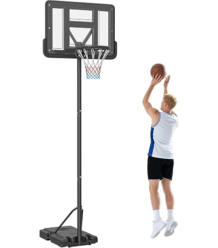 Infantastic® Canestro Basket con Ruote - Portatile, Palla e Pompa, Altezza Regolabile 148-200 cm, perEsterno, Riempibile con Acqua o Sabbia, Nero/Rosso - Impianto da Basket, Colonna (Nero