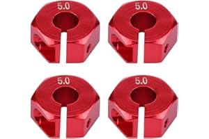 DILWE Wheel Hex Hub Adapters, 12mm Universal Wheel Hex Hub Adapter for HSP Sakura 1/10 Scale RC Car(5.0MM Red)