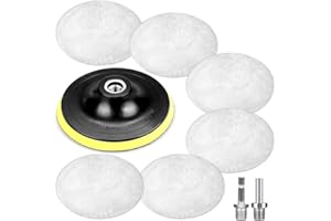 BBJINRONJY Polishing Attachment 4" Wool Polishing Pad Polishing Sponge Polishing Disc Polishing Pads, Pack of 6 Wool Polishing Attachment, Polishing Pad with 6 Angle Handle, Round Adapter (100mm)