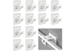 Byffoer Samoprzylepne haczyki do firanek, bez wiercenia, samoprzylepne, do sypialni, kuchni, łazienki, 12 sztuk