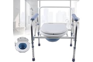 SHIYINGE Faltbar Toilettenstuhl Nachtstuhl HöHenverstellbar Feststehend Stuhl Wc Sitz FüR Behinderte Schwanger Faltbare Duschstuhl Robust Toilettenhilfe Eimer Senior Klappbar Mit Toilettensitz Dusch 150Kg