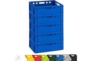 BURI 5x Fleischkiste E2 Metzgerkiste 60x40x20cm lebensmittelecht, robust, stapelbar - Universal Lagerkiste Eurobox aus Deutschland, Blau