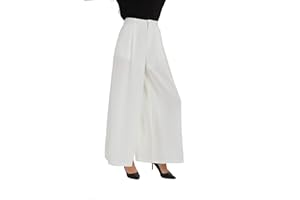 Tronjori Mujeres Pantalones Cintura Alta Casual Pierna Ancha Plisados Delanteros Pantalones con Bolsillos Laterales para Ocio Trabajo Oficina
