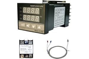 Digitaler Temperaturregler, 0-1000 ℃ Alarm PID Temperaturregler, 110–240V REX-C100 LED Temperaturregle Thermostat mit K-Typ, Thermoelement Sensoreingangsrelais TAOZHUGONG (A)