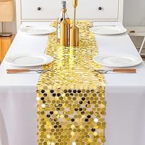 Runner Da Tavolo Oro Glitterato 60 Anni - 29cmx10Yards Per Compleanno E Anniversario - Foto 2