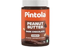 Pintola Peanut Butter Chocolate Flavour Crunchy 1kg - 24g Protein & 7.9g Dietary Fiber, Made with Premium Roasted Nuts & Cocoa, Dark Chocolate