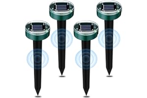 JOKRESTY Solar Mole Repeller,4 Pack Mole Repellent Ultrasonic With Waterproof,Solar Powered Sonic Wave,Outdoor Sonic Insect Deterrent,Gopher,Snake,Vole,Yards Pest Control Rodent Repellent For Garden,Lawn.