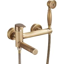 Mitigeur Lavabo Laiton Antique Rétro - Robinet Salle De Bain Pivotant 360° Une Poignée Bronze Avec Tuyau G3/8