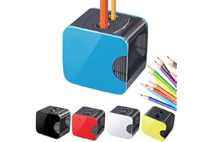 AXINYINGESS elektrischer anspitzer，Elektrischer Spitzer für Kinder Doppelloch elektrischer spitzer dicke und dünne stifte，Perfekt für Kinder im Büro oder zu Hause (blue)