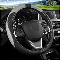 JNNJ Housse De Volant Sport Microfibre - Noir/Gris, Antidérapant, Universel 36-38cm - Protection Intérieur Auto