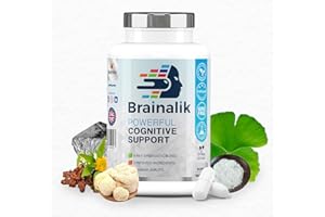 NUTRINLY Brainalik Nootropics Brain Supplements – 8 Premium Ingredients – Cognizin, Alpha GPC, Rhodiola Rosea, Ginkgo Biloba & Lions Mane for Brain Function, Memory Support and Mental Clarity – Made in the U.K